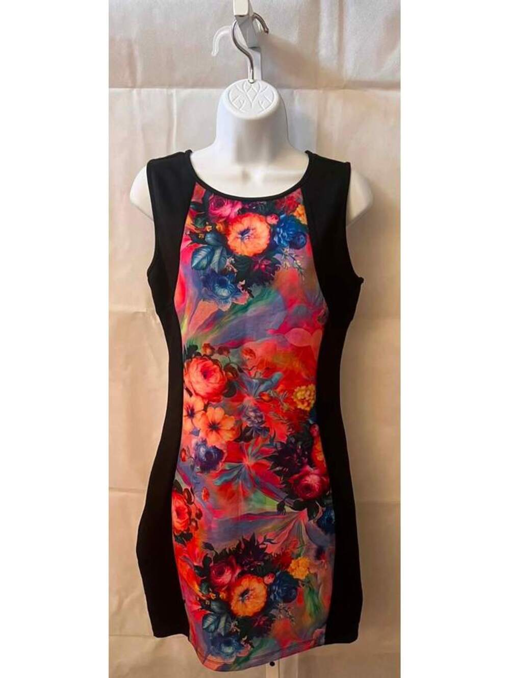 Shine Star Floral Colorblock Bodycon Sheath Dress Sleeveless L